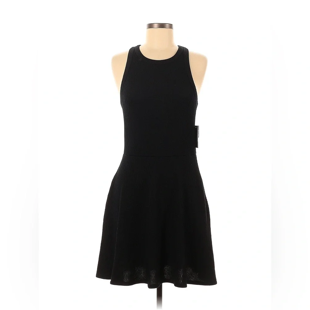 Nordstrom B.P. Ribbed Black Mini Tank Dress with Pockets - Size Medium